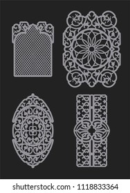 Laser cut template panels set.Vector illustration design.Die cut geometric pattern rectangle shape for metal , wooden, paper, engraving, stencil.