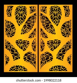 Laser cut template set, abstract geometric pattern. Panel decor, metal cutting, wood carving, paper art, fretwork stencil design. Vector illustration file