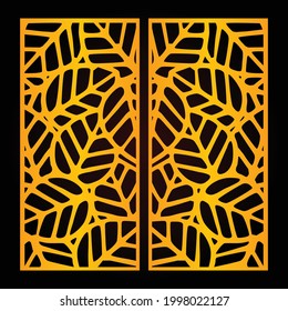 Laser cut template set, abstract geometric pattern. Panel decor, metal cutting, wood carving, paper art, fretwork stencil design. Vector illustration file