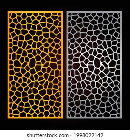Laser cut template set, abstract geometric pattern. Panel decor, metal cutting, wood carving, paper art, fretwork stencil design. Vector illustration file