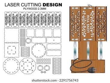 Laser Cut template for the Table lamp with Love Text - elegant night lamp (plywood 2.3 mm).