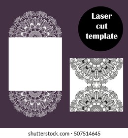 Laser cut template. Vector decorative elements for laser cutting. Wedding invitation card. Openwork lase vector illustration.