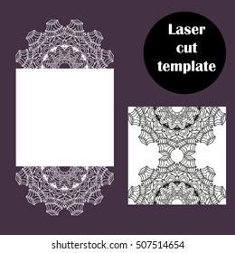 Laser cut template. Vector decorative elements for laser cutting. Wedding invitation card. Openwork lase vector illustration.