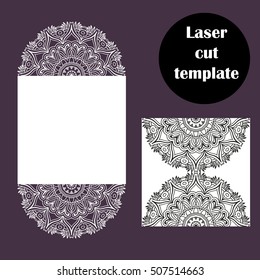 Laser cut template. Vector decorative elements for laser cutting. Wedding invitation card. Openwork lase vector illustration.