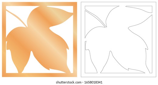 Laser cut of tropical leaf for decorative design. Tropical exotic isolated design. Jungle leaf plotter cutting. Vector laser cut panel. Wood panel for home interior