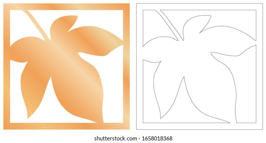 Corte láser de hojas tropicales para el diseño decorativo. Diseño tropical exótico y aislado. Cortar el trazador de hojas de jungla. Panel de corte láser vectorial. Panel de madera para interiores