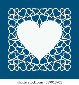 Laser cut Valentines day card with hearts. Laser cutting template for diy, greeting cards, envelopes, wedding invitations, decorative elements.