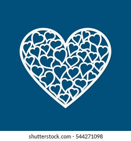 Laser cut Valentines day card with hearts. Laser cutting template for diy, greeting cards, envelopes, wedding invitations, decorative elements. Valentine's Day card