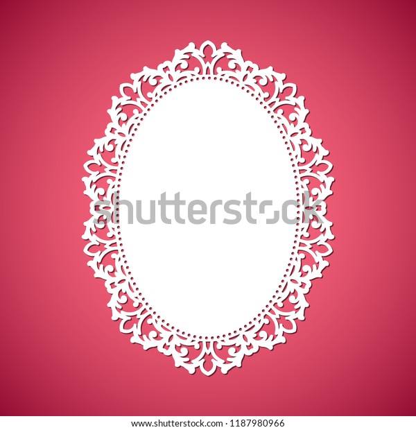 Laser cut vector abstract oval\
frame with swirls, vector ornament, vintage frame. May be used for\
laser cutting. Photo frames with lace for paper\
cutting.