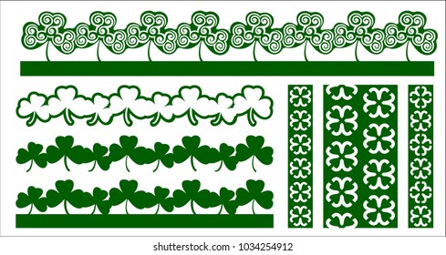 Laser cut vector border cut shamrock. Perfect for St. Patrick's Day decoration. Stylized irish clover pattern. Holiday decor Laser Cut-out - ribbon of clover Cutouts.