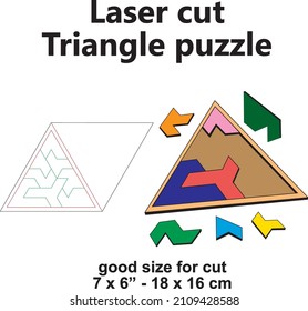 Laser cut vector design template pattern triangle geometric puzzle Montessori materials school educational classroom activity family kids game Laser cutting woodwork wood mdf wood
