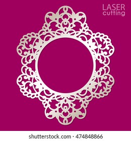 Laser cut vector frame. Abstract frame with swirls, vector ornament, vintage frame. May be used for laser cutting. Photo frame with lace corners for paper cutting.