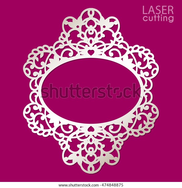 Laser cut vector frame.\
Abstract frame with swirls, vector ornament, vintage frame. May be\
used for laser cutting. Photo frame with lace corners for paper\
cutting.
