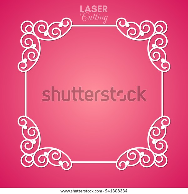 Laser cut vector frame.\
Abstract frame with swirls, vector ornament, vintage frame. May be\
used for laser cutting. Photo frame with lace corners for paper\
cutting.