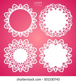 Laser cut vector frame collection. Set of abstract frames with lacy pattern, vector ornament, vintage frame. May be used for laser cutting. Photo frames for paper cutting. Lace doily.