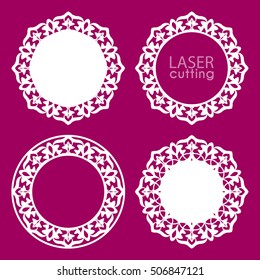 Laser cut vector frame collection. Set of abstract frames with swirls, flowers, vector ornament, vintage frame. Photo frames for paper cutting. Lace doily.