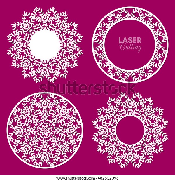Laser cut vector frame\
collection. Set of abstract frames with leaves, vector ornament,\
vintage frame. May be used for laser cutting. Photo frames for\
paper cutting.