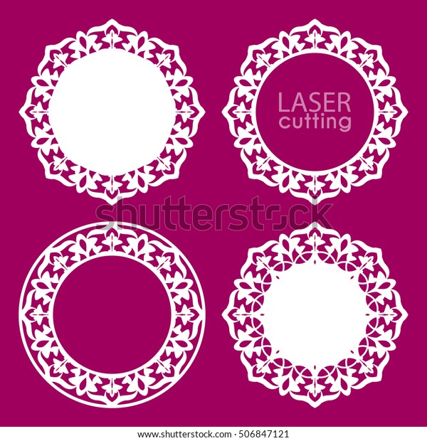 Laser cut vector frame collection.\
Set of abstract frames with swirls, flowers, vector ornament,\
vintage frame. Photo frames for paper cutting. Lace\
doily.
