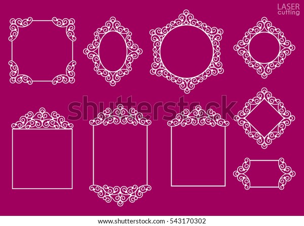 Laser\
cut vector frame collection. Set of abstract frames with swirls,\
flowers, vector ornament, vintage frame. May be used for laser\
cutting. Photo frames with lace for paper\
cutting.
