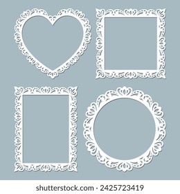 Laser cut vector frames set with lace border