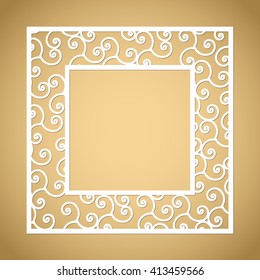 Laser cut vector panel. Cut card. Cutout silhouette abstract pattern. Filigree silhouette for paper cutting. Abstract stencil.