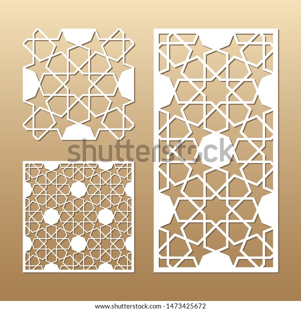 Laser cut
vector panel. Cutout silhouette with geometric seamless pattern. A
picture suitable for printing, engraving, laser cutting paper,
wood, metal, stencil
manufacturing.