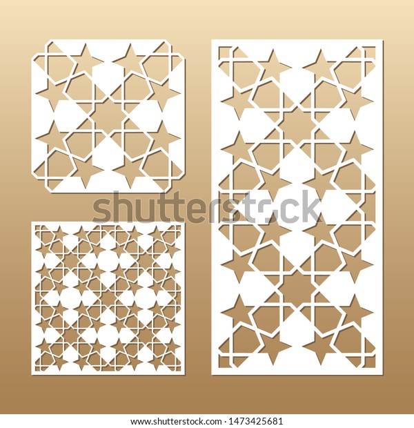 Laser cut\
vector panel. Cutout silhouette with geometric seamless pattern. A\
picture suitable for printing, engraving, laser cutting paper,\
wood, metal, stencil\
manufacturing.