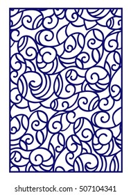 Laser cut vector panel . Cutting paper, wood, metal. Vector illustration hand drawn. Line art. Swirls pattern.