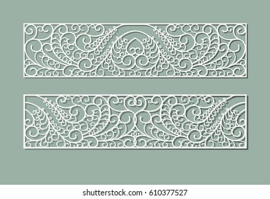 Laser cut vector panel. Cutting paper, wood, metal. Swirls vector illustration hand drawn. Line art.
