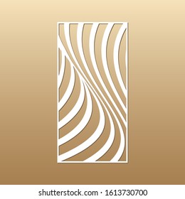 Laser cut vector panel (ratio 1:2). Cutout silhouette vertical curved wavy lines (like optical effect). The template is suitable for engraving, laser cutting wood, metal.