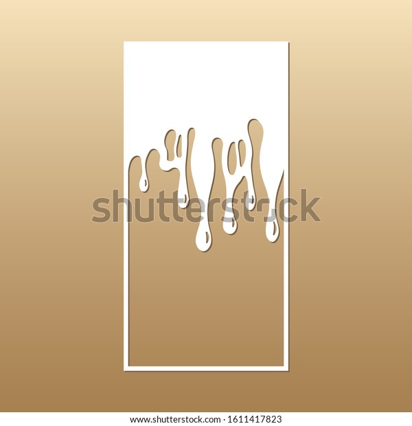 Laser cut vector panel (ratio\
1:2). Cutout silhouette dripping viscous drops (like honey, jam).\
The template is suitable for engraving, laser cutting wood,\
metal.