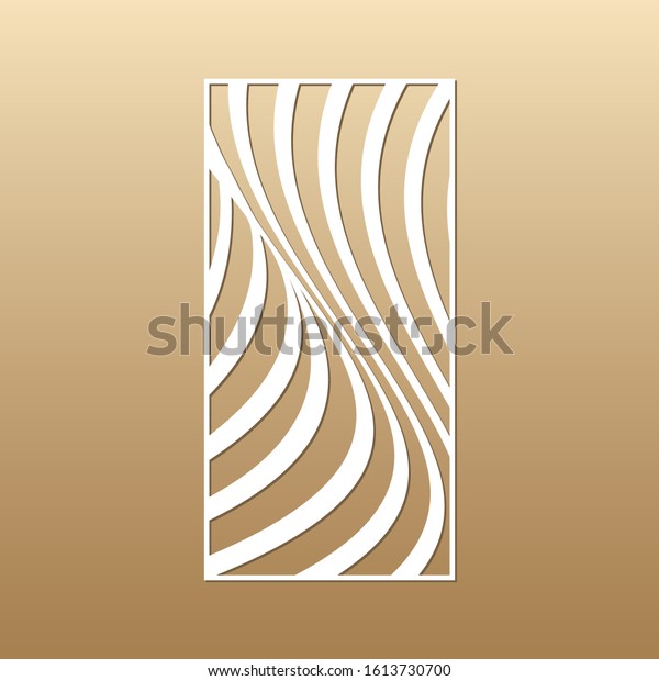 Laser cut vector\
panel (ratio 1:2). Cutout silhouette vertical curved wavy lines\
(like optical effect). The template is suitable for engraving,\
laser cutting wood,\
metal.