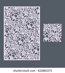 Laser Cut Vector Panel And The Seamless Pattern For Decorative Panel. A Picture Suitable For Printing, Engraving, Laser Cutting Paper, Wood, Metal, Stencil Manufacturing.