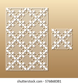 Laser cut vector panel and the seamless decorative pattern.Cutout silhouette with botanical pattern. A picture suitable for printing, engraving, laser cutting paper, wood, metal, stencil manufacturing