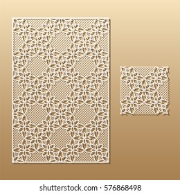 Laser cut vector panel and the seamless decorative pattern.Cutout silhouette with botanical pattern. A picture suitable for printing, engraving, laser cutting paper, wood, metal, stencil manufacturing