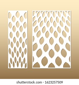 Laser cut vector panels (ratio 1:2, 1:4). Cutout silhouette close-up view of berry (strawberry). The set is suitable for engraving, laser cutting wood, metal.