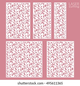 Laser cut vector panels set with lace pattern. May be used for paper cutting. Cutout silhouette stencil pattern. Different sizes and shapes: 1:1, 1:2, 2:3, 3:4, 1:3 for easy design.