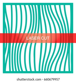 Laser cut vector. Smooth vertical lines, marine themes. A picture suitable for printing, engraving, laser cutting paper, wood, metal, stencil manufacturing. Vector illustration.