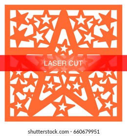 Laser cut vector. A lot of stars, a children's theme. A picture suitable for printing, engraving, laser cutting paper, wood, metal, stencil manufacturing. Vector illustration.