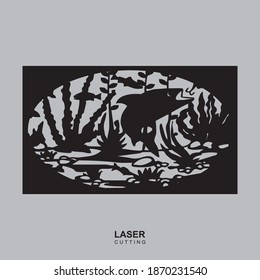 Pintura de pared de corte láser, decoración interior Ilustración vectorial.