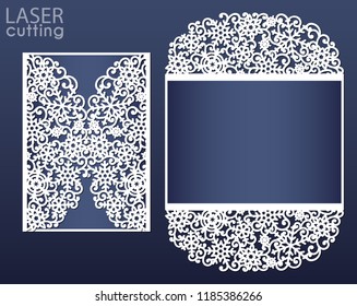 Laser cut wedding card template, suitable for Christmas cards, invitations for Christmas party. Cutout paper gate fold card with snowflakes pattern for laser or die cutting.