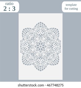 Laser cut wedding card template, paper openwork greeting card, template for cutting,  lace invitation,   lasercut metal panel, wood carving, laser cut plastic,  vector illustration