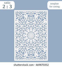 Laser cut wedding card template, paper openwork greeting card, template for cutting, wedding congratulation, lace invitation, lasercut metal panel, wood carving, laser cut plastic, vector illustration