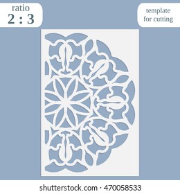 Laser cut wedding card template,  paper openwork greeting card, template for cutting,   lace invitation,   lasercut metal panel, wood carving, laser cut plastic,  vector illustration