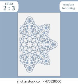 Laser cut wedding card template, paper openwork greeting card, template for cutting,  lace invitation,   lasercut metal panel, wood carving, laser cut plastic,  vector illustration