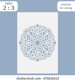 Laser cut wedding card template, paper openwork greeting card, template for cutting,  lace invitation,   lasercut metal panel, wood carving, laser cut plastic,  vector illustration