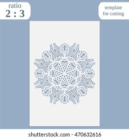 Laser cut wedding card template, paper openwork greeting card, template for cutting,  lace invitation,   lasercut metal panel, wood carving, laser cut plastic,  vector illustration