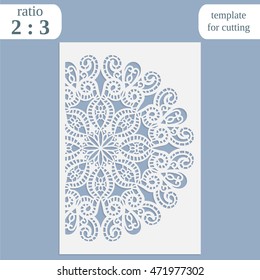 Laser cut wedding card template, paper openwork greeting card, template for cutting, wedding congratulation, lace invitation, lasercut metal panel, wood carving, laser cut plastic, vector illustration