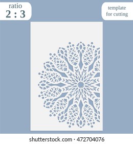 Laser cut wedding card template, paper openwork greeting card, template for cutting,  wedding congratulation, lace invitation, lasercut metal panel, wood carving, vector illustration