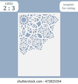 Laser cut wedding card template, paper openwork greeting card, template for cutting, wedding congratulation,  lace invitation, lasercut metal panel, wood carving, vector illustration